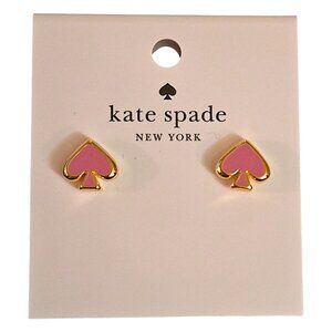 Kate Spade New York Everyday Spade Surf Pink Enamel 12K Gold Stud Earrings